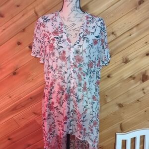 Torrid Floral Sheer Button-Up High-low Blouse